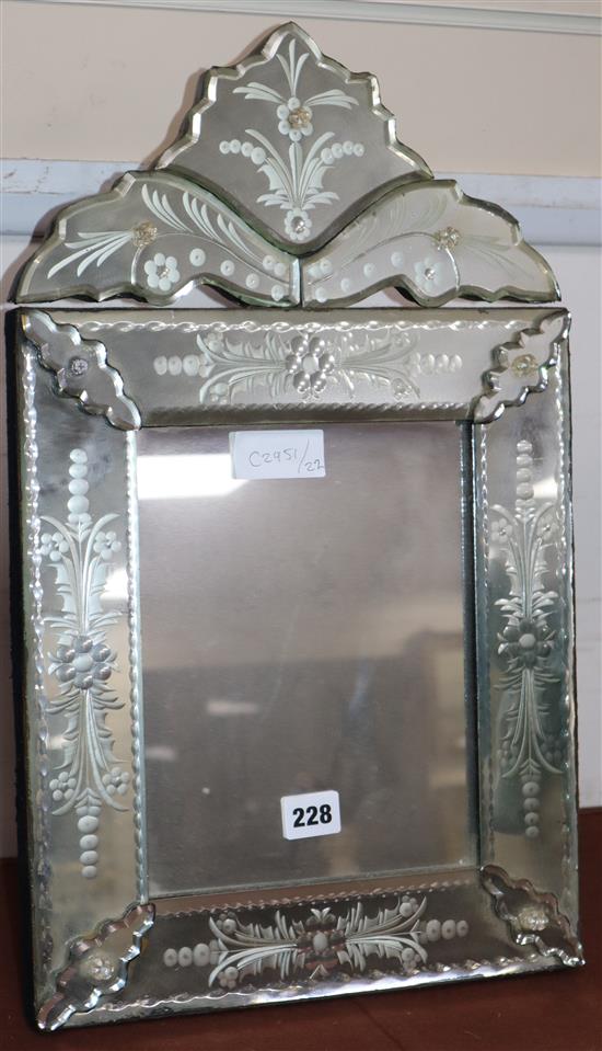 A Venetian glass easel mirror length 18cm